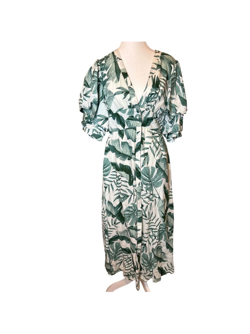 Johanna Ortiz for H&M Green Linen Midi Dress